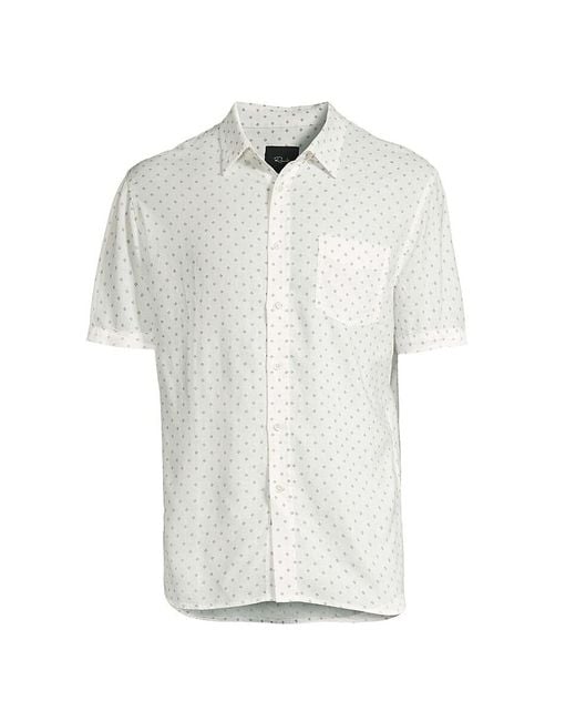 Rails White Carson Diamond Print Linen Blend Shirt for men