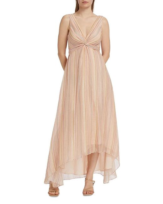 10 Crosby Derek Lam Natural Anna V-Neck Sleeveless Midi-Dress