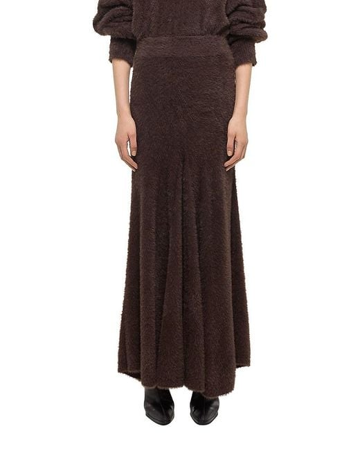 Helmut Lang Brown Grunge Eyelash Maxi Skirt