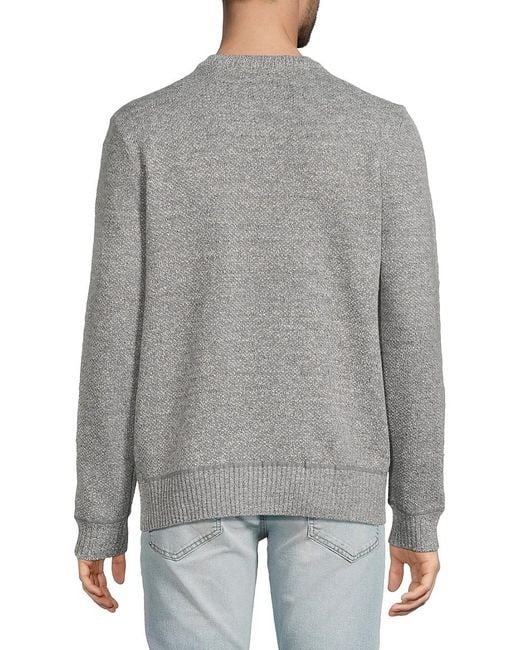 Buffalo David Bitton Gray Warrin Textured Crewneck Pullover Sweater for men