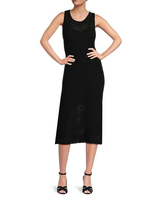 Saks Fifth Avenue Black Crochet Midi Dress
