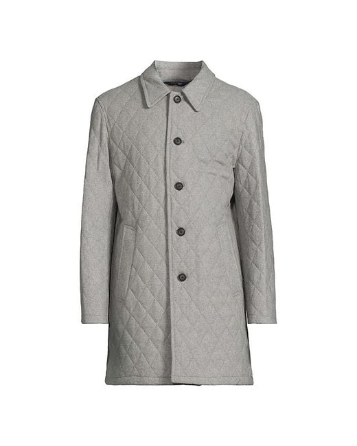Cardinal Of Canada Longline Wool Blend Quilted Jacket in Grey for