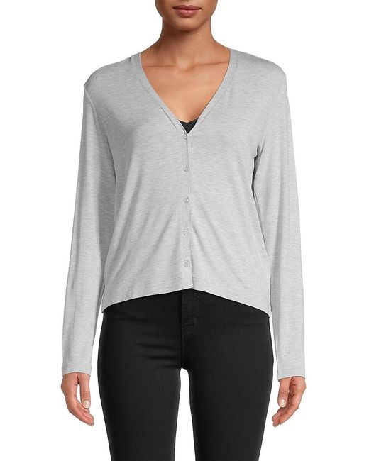 Majestic Filatures Gray Soft Touch V-Neck Cardigan