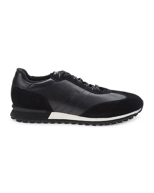 BOSS by HUGO BOSS Parkour Leather & Suede Sneakers in Black for Men | Lyst