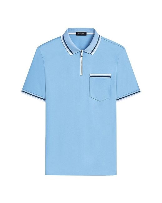 Bugatchi Blue Cotton Short-Sleeve Polo Shirt for men
