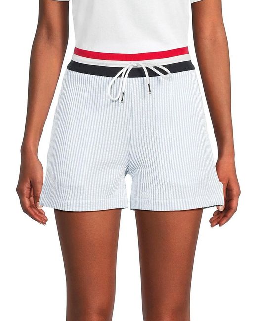 Thom Browne White Striped Drawstring Shorts