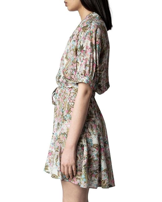 Zadig & Voltaire Gray Floral & Paisley Print Mini Dress