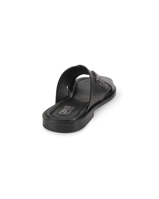 Cavalli Class by Roberto Cavalli Black Logo Leather Slides for men