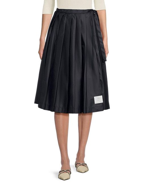 Thom Browne Black Pleated Ripstop Wrap Skirt