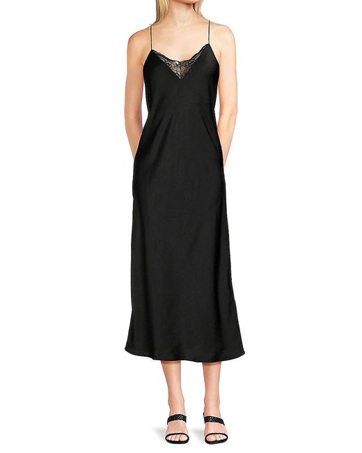 Ba&sh Black Clelia Lace Trim Midi Slip Dress