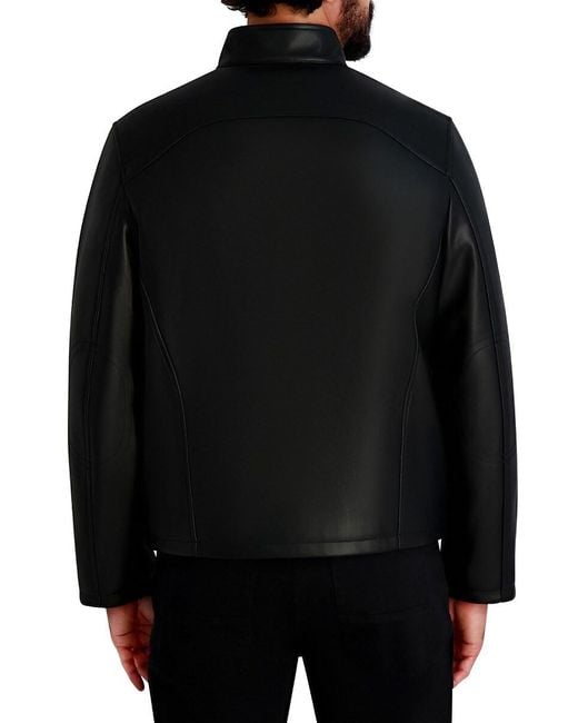 Karl Lagerfeld Black Faux Leather Jacket for men
