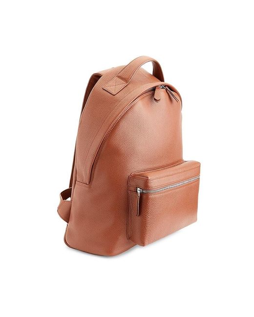 ROYCE New York Orange Grained Leather Backpack for men