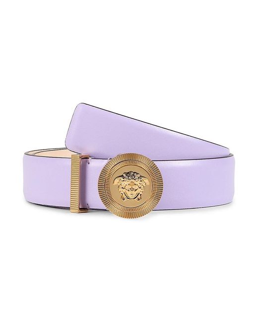 Versace Purple Medusa Buckle Leather Belt