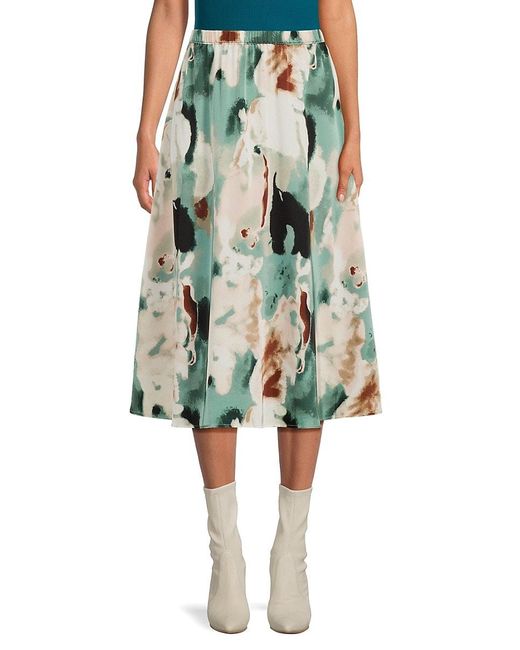 Adrianna Papell Abstract Pleated Midi Skirt in Green Lyst UK