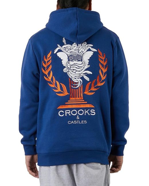 Crooks and Castles Blue Collegiate Logo Pullover Hoodie for men