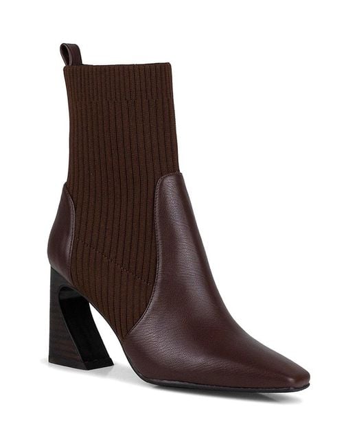 Ninety Union Brown Lexi 75Mm Knit & Napa Bootie