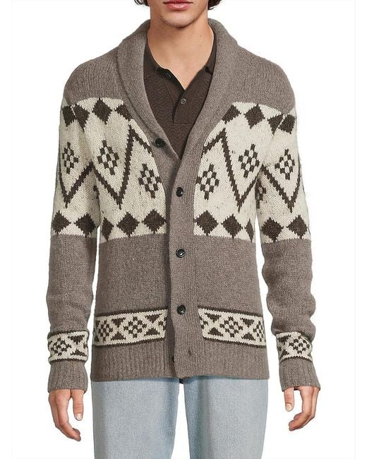 Rails Gray Kallio Fair Isle Shawl Collar Cardigan for men