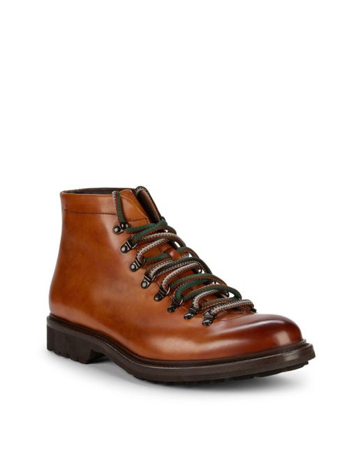 Magnanni Shoes Brown Cuero Leather Lace-up Active Boots for men