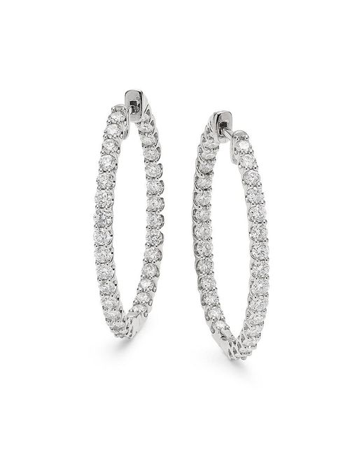 Saks Fifth Avenue White 14K & 2 Tcw Diamond Hoop Earrings