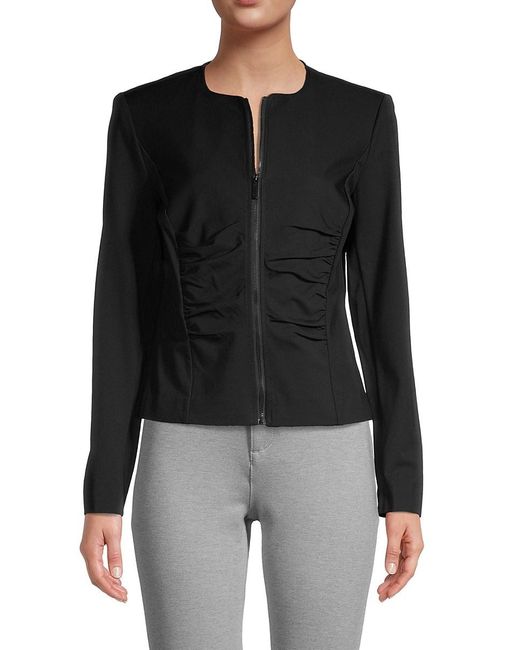 Calvin Klein Synthetic Ruched Zipup Jacket in Black Lyst