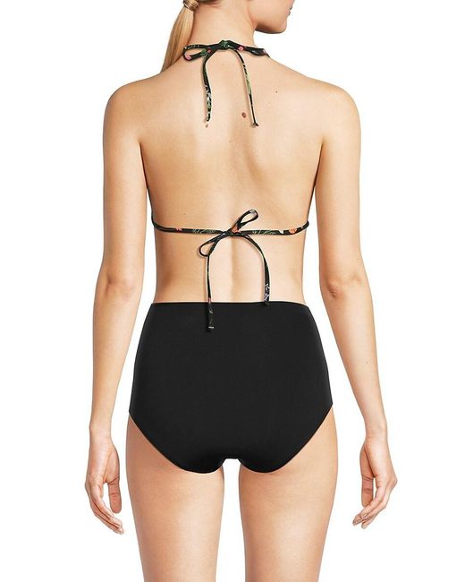 Hutch Black Floral Triangle Bikini Top