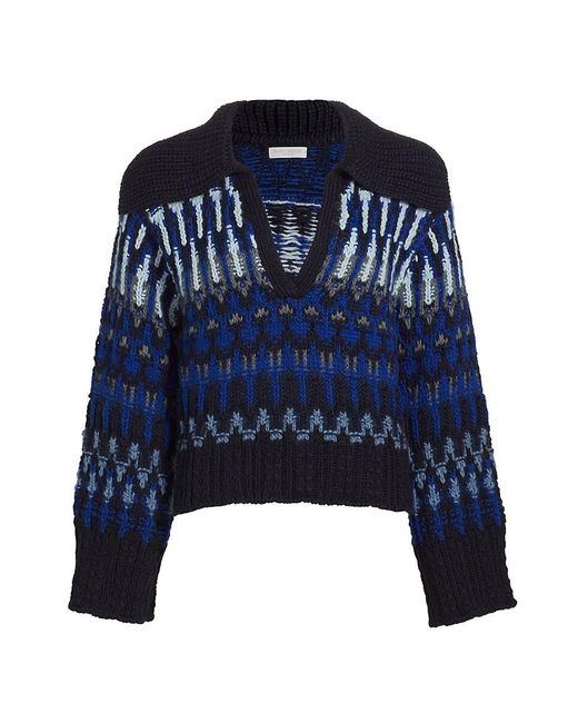 Ramy Brook Blue Augustus Knit V-Neck Sweater