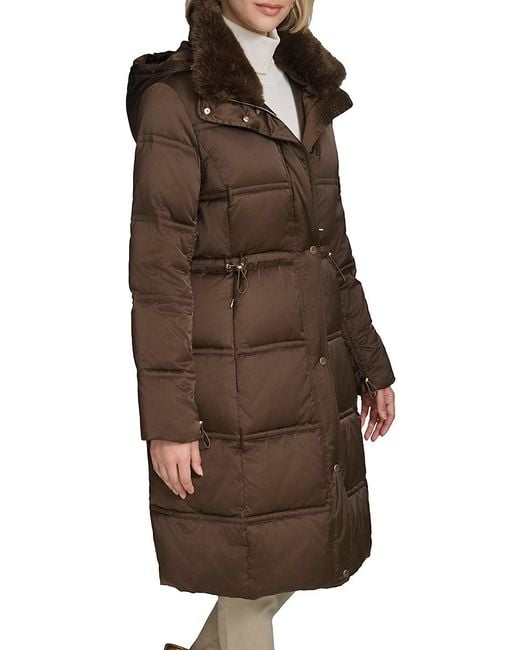 Andrew Marc Brown Emery Faux Rabbit Fur Down Parka