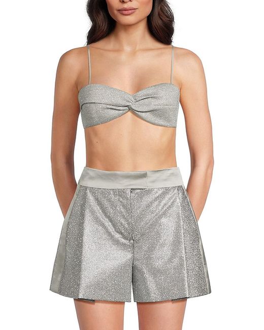 Off-White c/o Virgil Abloh Gray Hday Glitter Twist Crop Top