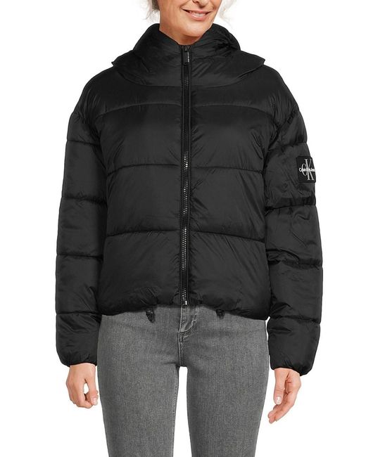 Calvin Klein Natural Boxy Hooded Puffer Jacket