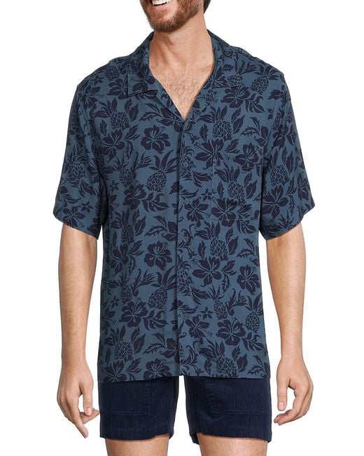 Onia Blue Floral Shirt for men