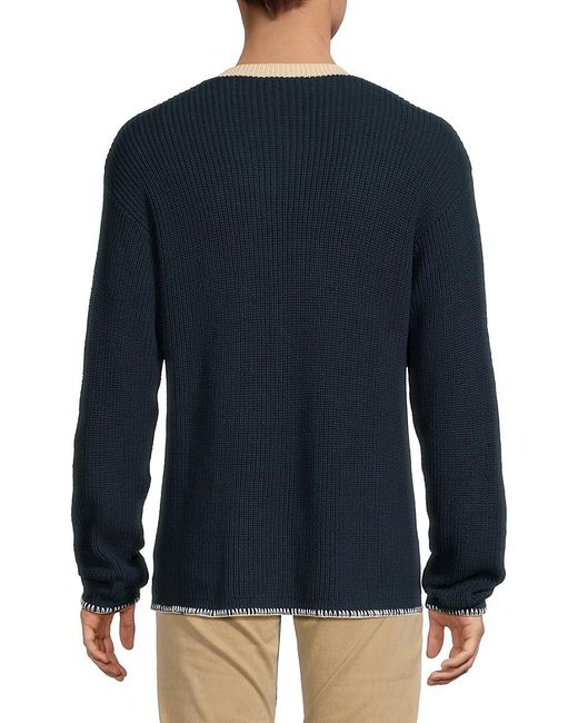 KROST Blue Ribbed V-neck Sweater for men