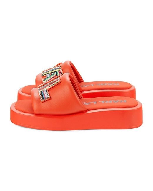 Karl Lagerfeld White Olen Logo Embellished Platform Sandals