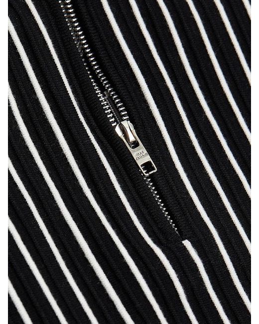 Tahari Black Winslow Striped Mock-turtleneck Sweater