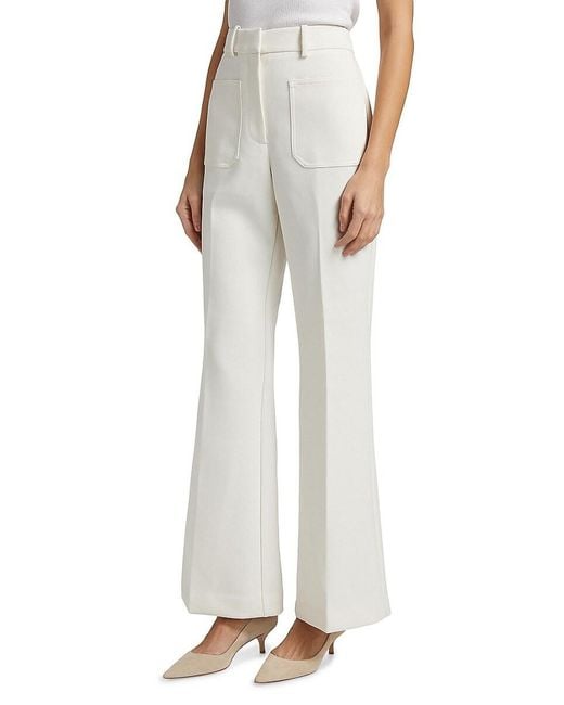 Reiss White Priya Seamed Flare Trousers