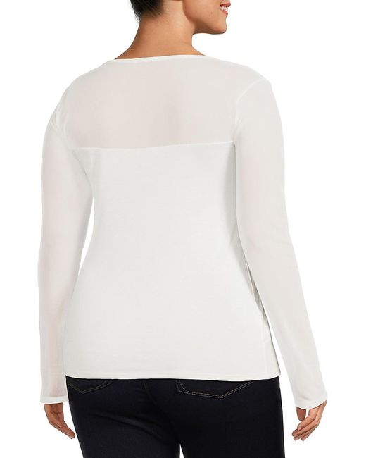 BLUEGREY White Plus Optical Illusion Mesh Top