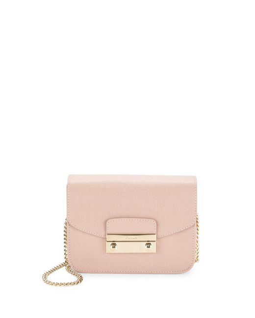 Furla Julia Mini Leather Crossbody Bag in Pink | Lyst