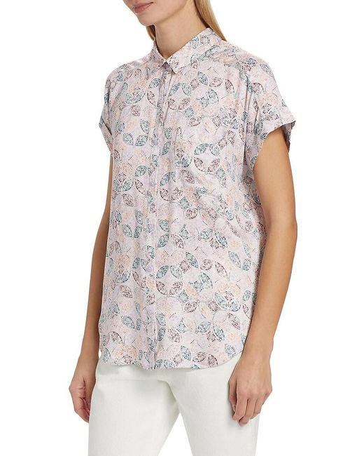 Splendid White Kathryn Floral Short-Sleeve Shirt