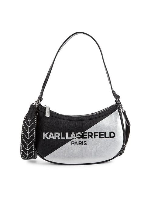 Karl Lagerfeld White Simone Colorblock Leather Hobo Bag