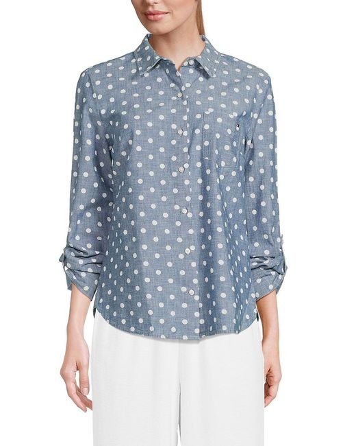 Tommy Hilfiger Blue Polka Dot Button Down Shirt