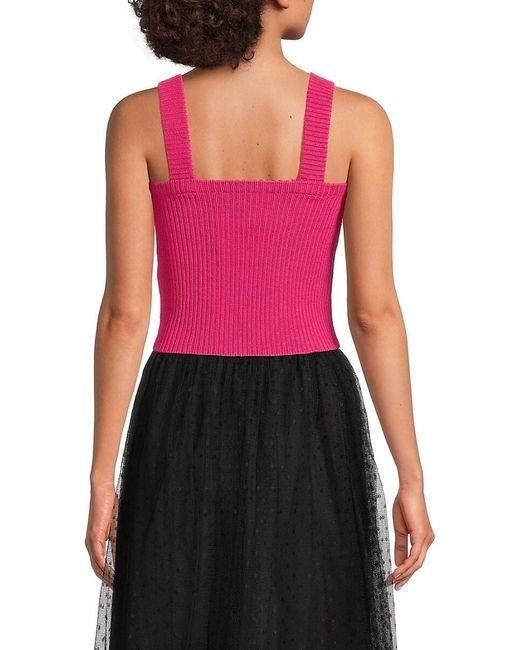 RED Valentino Pink Ribbed Embroidered Wool-Blend Tank