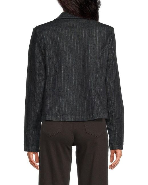L'Agence Black Pinstripe Cropped Double-breasted Jacket