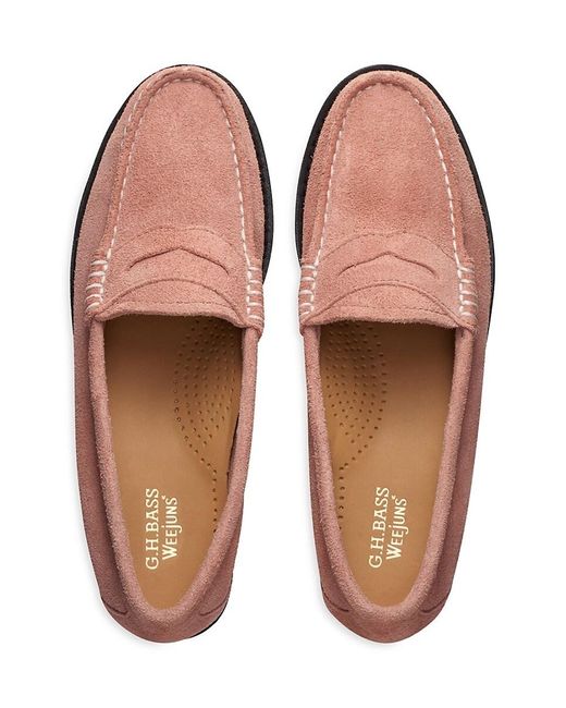 G.H.BASS Pink G. H. Bass Whitney Hairy Suede Penny Loafers