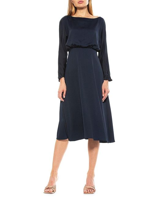 pleated boatneck velvet midi dress alexia admor