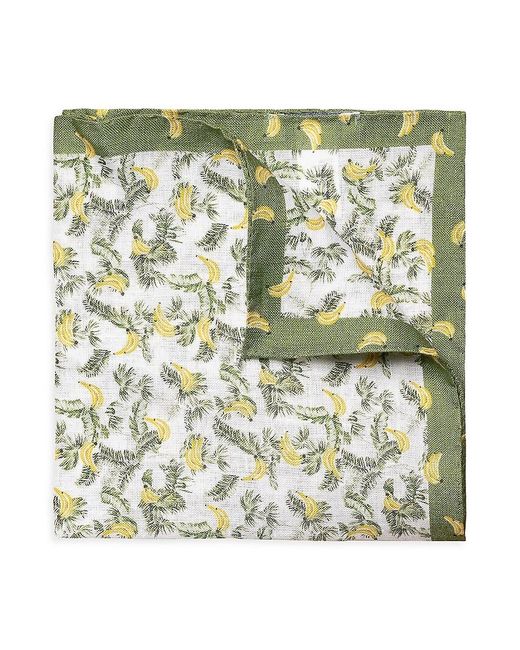 Eton of Sweden Green Banana Print Linen Pocket Square for men