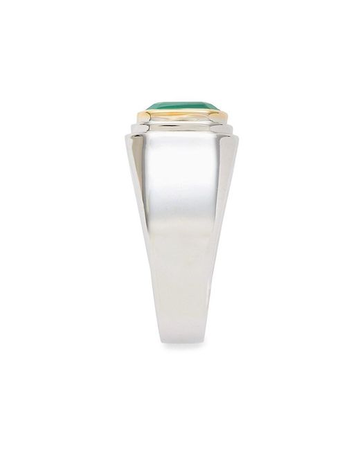 Effy Two Tone Sterling Silver & Green Onyx Ring
