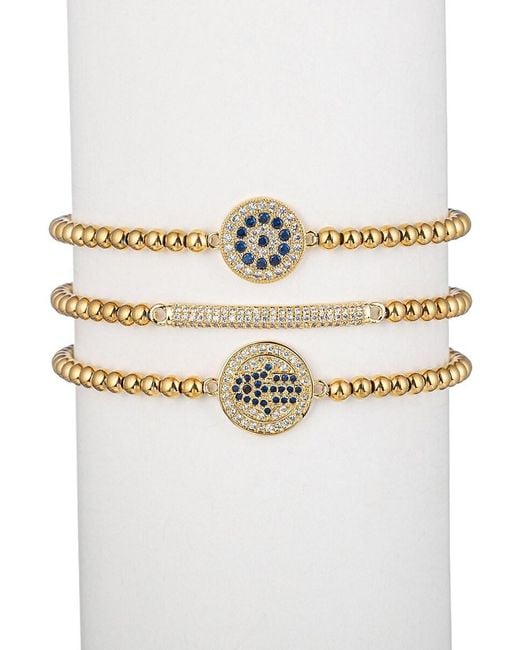 Eye Candy LA White Goldtone Paislee 3-piece Goldtone & Cubic Zirconia Bracelet Set