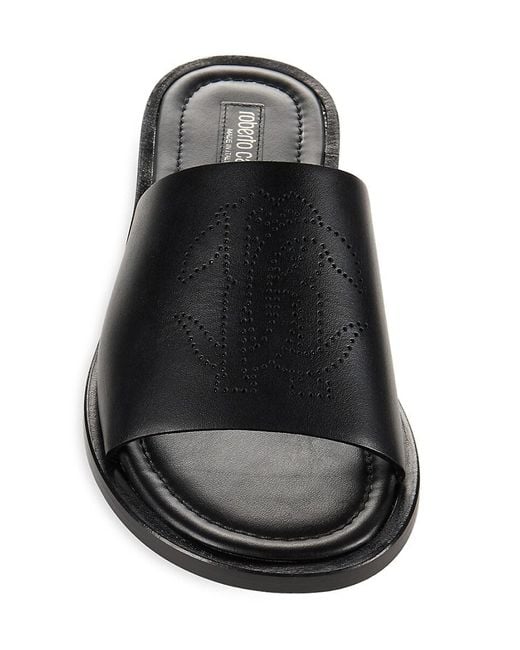 Roberto Cavalli Black Logo Leather Sandals for men