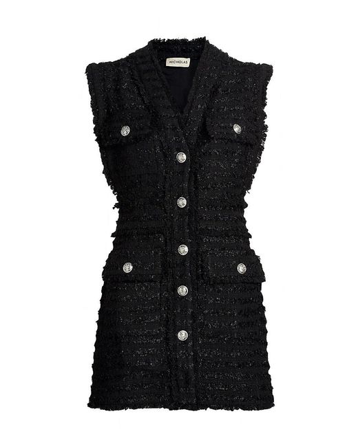 Nicholas the Label Black Sylvia Fringed Tweed Minidress