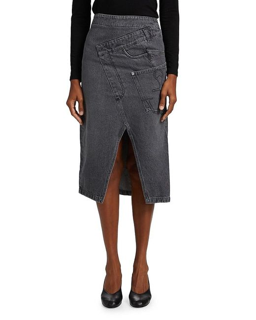 J.W. Anderson Black Cotton Asymmetric Midi-Skirt