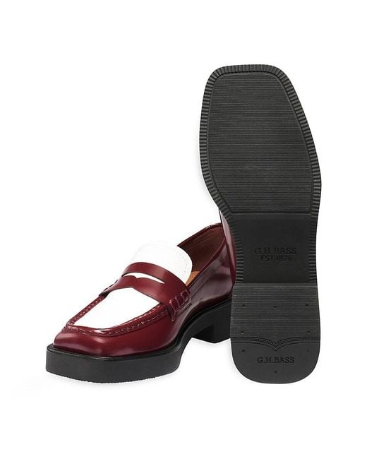 G.H.BASS Red G. H. Bass Bowery Leather Penny Loafers